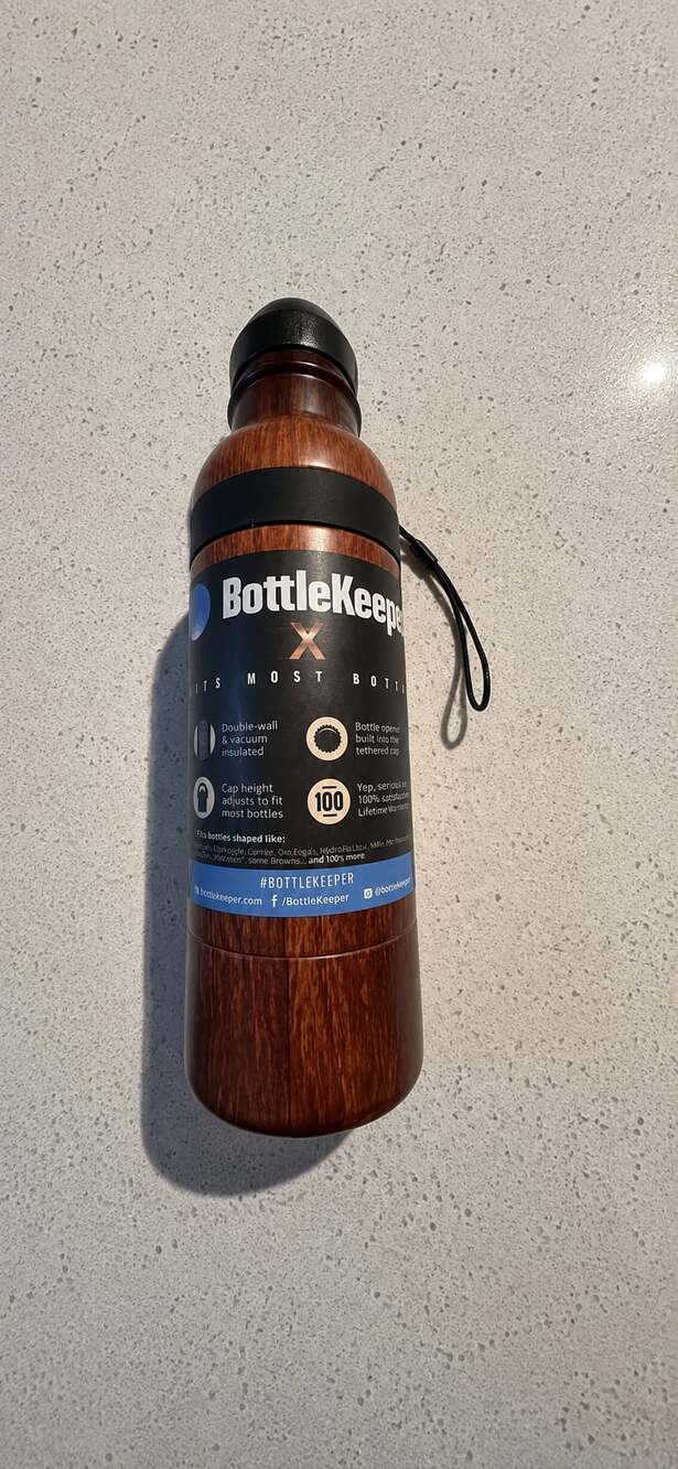 BottleKeeper X Wood Grain Insulated Beer Bottle Holder Fits Most Bottles New